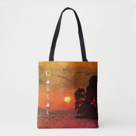 Bolso De Tela Cavtat, vista de Croacia del café filtro Sunset 19