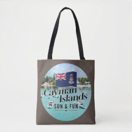 Bolso De Tela "Cayman Islands Sol y Diversión" Con Bandera