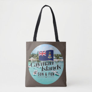 Bolso De Tela "Cayman Islands Sol y Diversión" Con Bandera