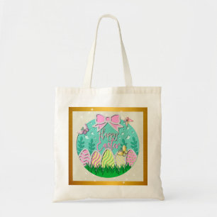Bolso De Tela Caza de huevos de Pascua adorable y mariposas colo
