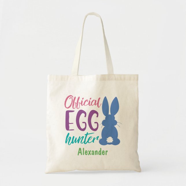 Bolso De Tela Caza Oficial de Huevos Personalizados Niños Coneji (Frente)