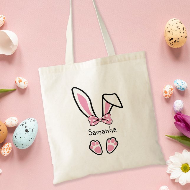 Bolso De Tela Cazador rosa de conejo de pascua gracioso (Subido por el creador)