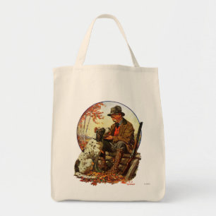 Bolso De Tela Cazador y perro de aguas