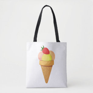 Bolso De Tela Cazas de helado y fresa en cono de gofre