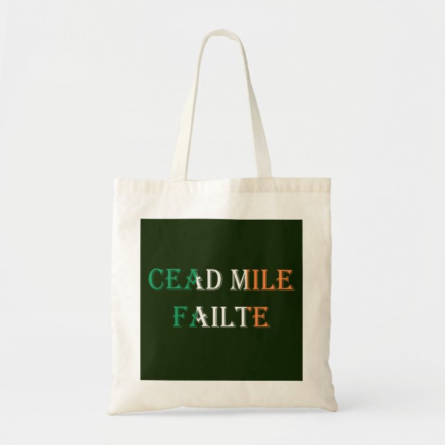 Bolso De Tela Cead Mile Failte en la bandera irlandesa (Frente)