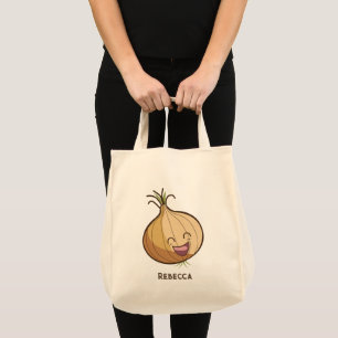 Bolso De Tela Cebolla riendo, Zanahoria sonriente Monogramada