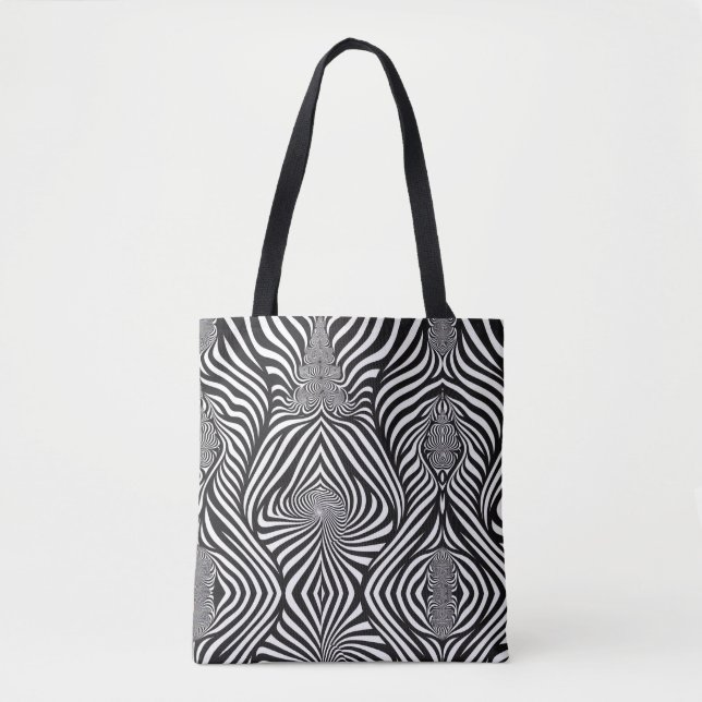 Bolso De Tela Cebra Abstracto B&N (Anverso)
