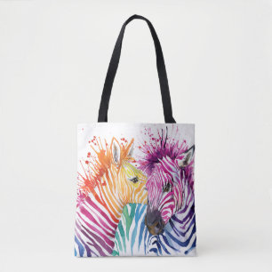 Bolso De Tela Cebra arcoiris, ilustracion silvestre acuático.