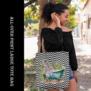 Bolso De Tela Cebra en túb franjas onduladas negras psicodélicas