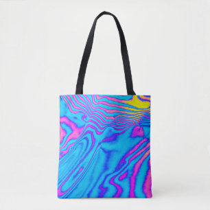 Bolso De Tela Cebra Psicodélica a rayas: Backgr Neon Fluorescent