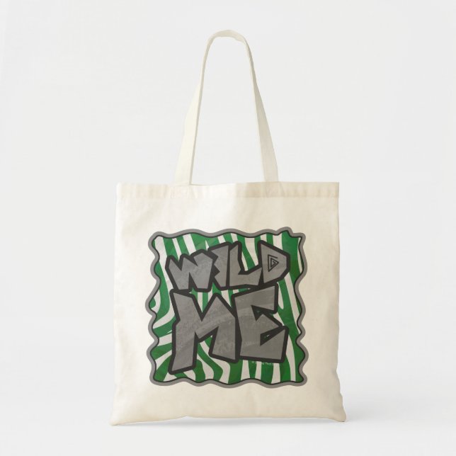 Bolso De Tela Cebra salvaje verde y blanco (Frente)