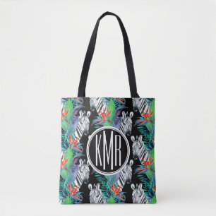Bolso De Tela Cebra y monograma exótico del modelo de flores el