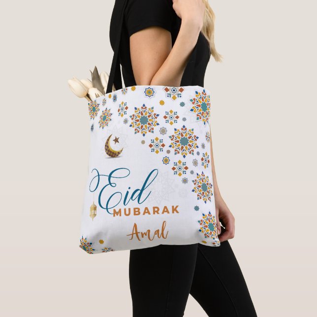 Bolso De Tela Celebración de caligrafía de Eid Mubarak Musulmán (Detalle)