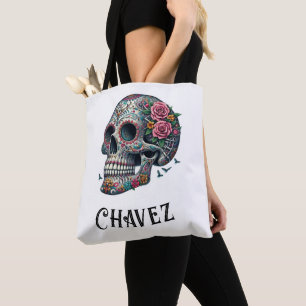 Bolso De Tela Celebración de la vida y la muerte con nombre pers