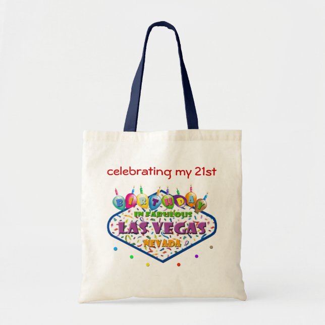 Bolso De Tela celebración de mi 21º CUMPLEAÑOS en Las Vegas (Frente)