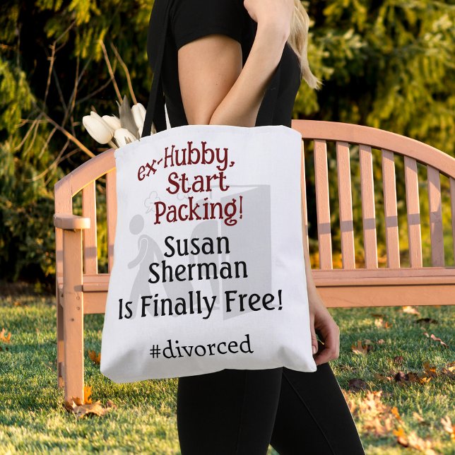 Bolso De Tela Celebración del Fiesta del divorcio, ex mariscal,  (Celebrate her Divorce with a custom "ex-Hubby, Start Packing!" tote bag and themed party!)