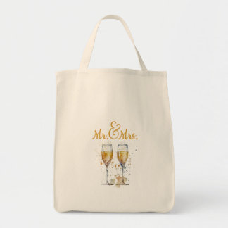 Bolso De Tela Celebración del Sr. y la Sra. Champagne