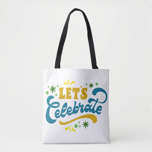 Bolso De Tela Celebremos | Diseño Fiesta festivo (Anverso)