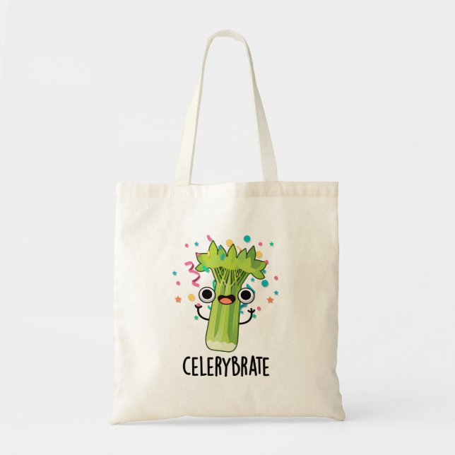 Bolso De Tela Celery-brate Funny Veggie Celery Pun (Frente)