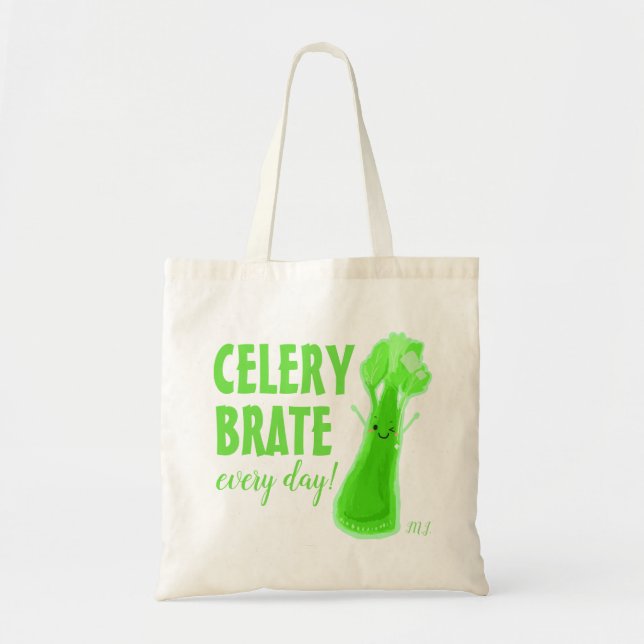 Bolso De Tela Celerybrate todos los días - Celery Pun (Frente)