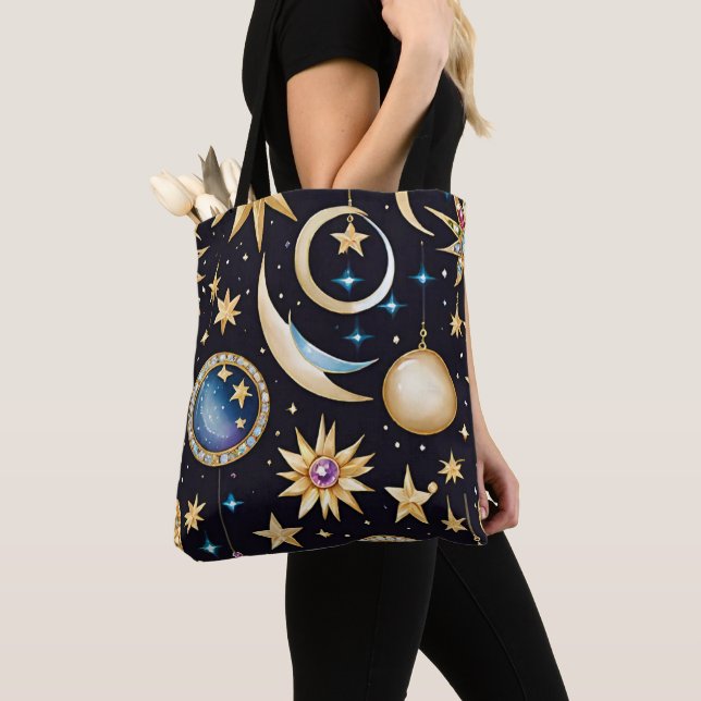 Bolso De Tela Celestial De Luna Y Estrellas (Detalle)