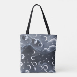 Bolso De Tela Celestial Moon Phases Soft Grey Luxury Aesthetic
