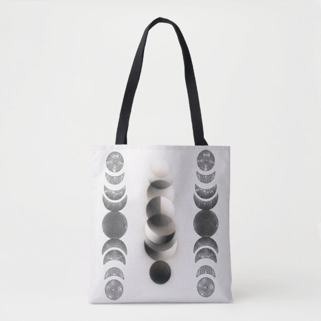 Bolso De Tela Celestial Moon Phases Triptych Poster | Abstract  (Anverso)