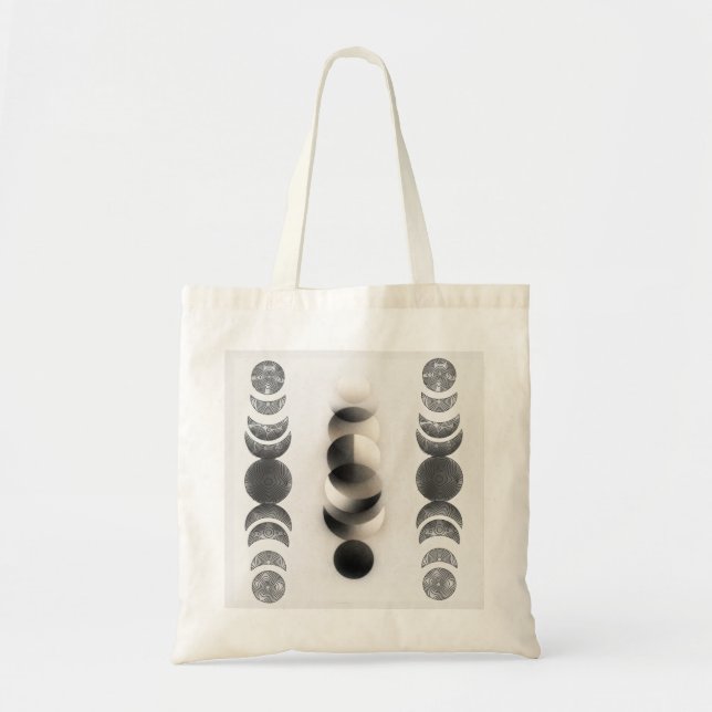 Bolso De Tela Celestial Moon Phases Triptych Poster | Abstract  (Frente)