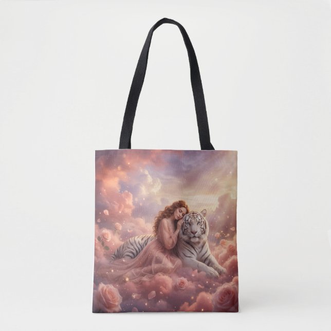 Bolso De Tela Celestial White Tiger Fantasy Tote Bag (Anverso)
