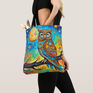 Bolso De Tela Celestiales de lechuza Vivid: Maravilla y magia