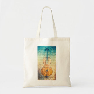 Bolso De Tela Cello con fondo colorido de partitura