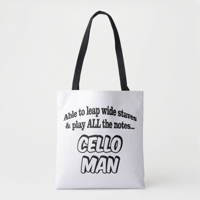 Bolso De Tela Cello Man - Superhéroe musical (Anverso)