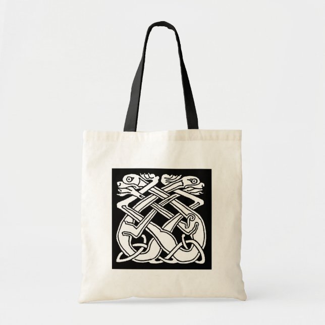Bolso De Tela Celtic square white pattern - black and (Frente)