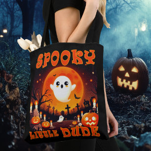 Bolso De Tela Cementerio de Halloween con lindo Fantasma y luna