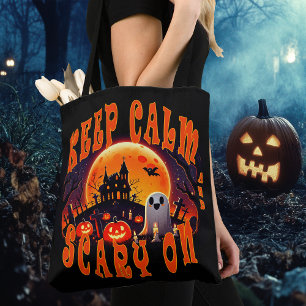 Bolso De Tela Cementerio de Halloween lindo Ghost y Jack-O-Lante