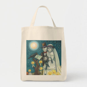 Bolso De Tela Cementerio Nuptials SKELETON BODA GROCERY TOTE