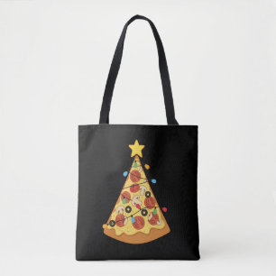 Bolso De Tela Cena Navideña Amante de la Pizza Noche de Navidad