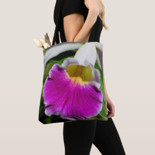 Bolso De Tela Centro de flores de orquídea púrpura