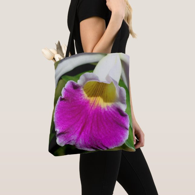 Bolso De Tela Centro de flores de orquídea púrpura (Detalle)