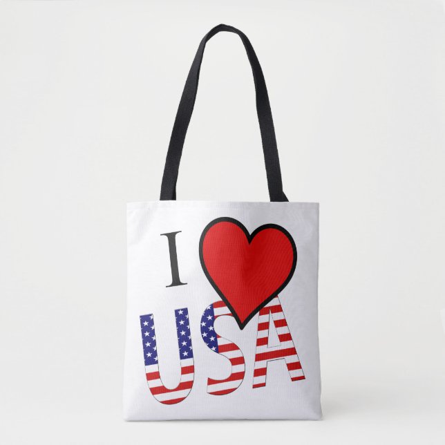 Bolso De Tela Centro de superposición de I Heart USA (Anverso)