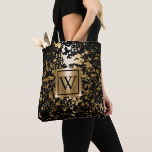 Bolso De Tela Cepillo metálico negro y dorado