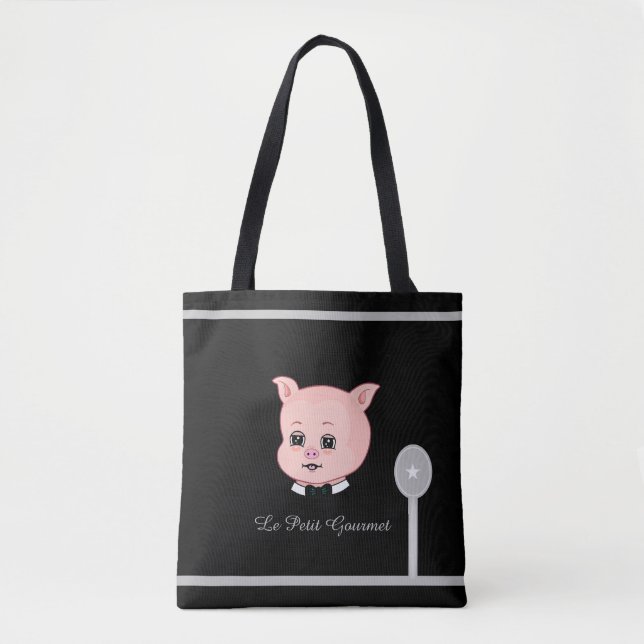 Bolso De Tela Cerdito Cute Gourmet (Anverso)