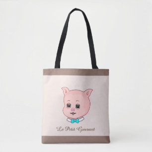 Bolso De Tela Cerdito Pequeño Gourmand Adorable sobre Beige