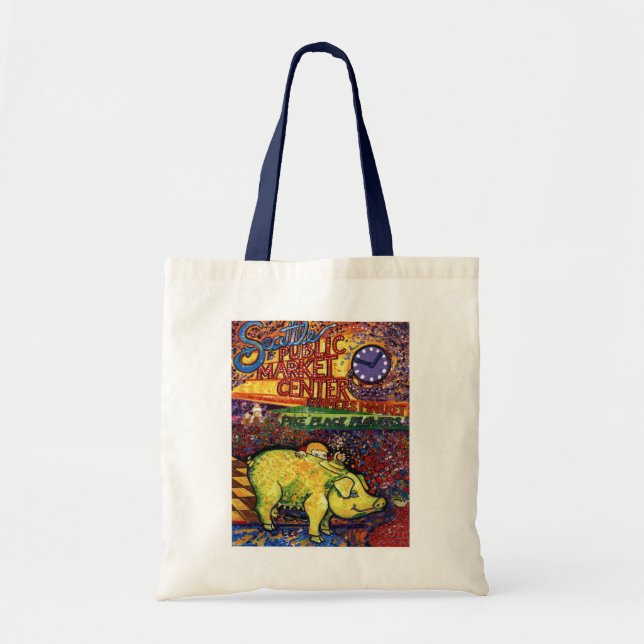 Bolso De Tela Cerdo con las flores (Frente)