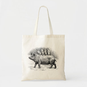 Bolso De Tela Cerdo con los cochinillos