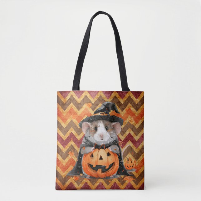 Bolso De Tela Cerdo de la bruja lindo Chevron Halloween (Anverso)