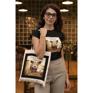 Bolso De Tela Cerdo en el barro, abrazos y besos, personalizable