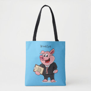 Bolso De Tela Cerdo gracioso personalizado de traje de negocios