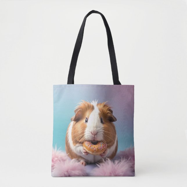 Bolso De Tela Cerdo guineano con gradiente Donut Pastel (Anverso)