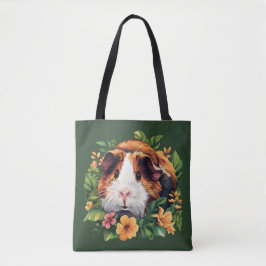 Bolso De Tela Cerdo guineano entre flores